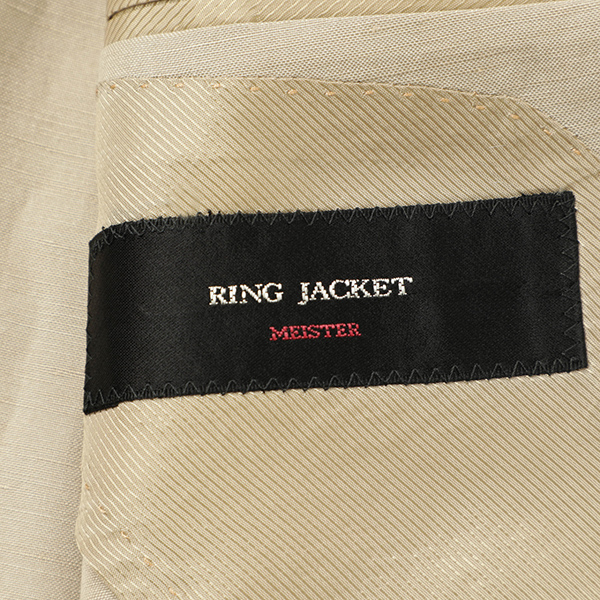 RING JACKET リングジャケット メンズ スーツ セットアップ 3B シングル 段返り ベルトレス ツープリーツ シルク リネン  MEISTER MODEL 254FH IN S-178H SA BEIGE/ベージュ｜RING JACKET｜菅原靴店